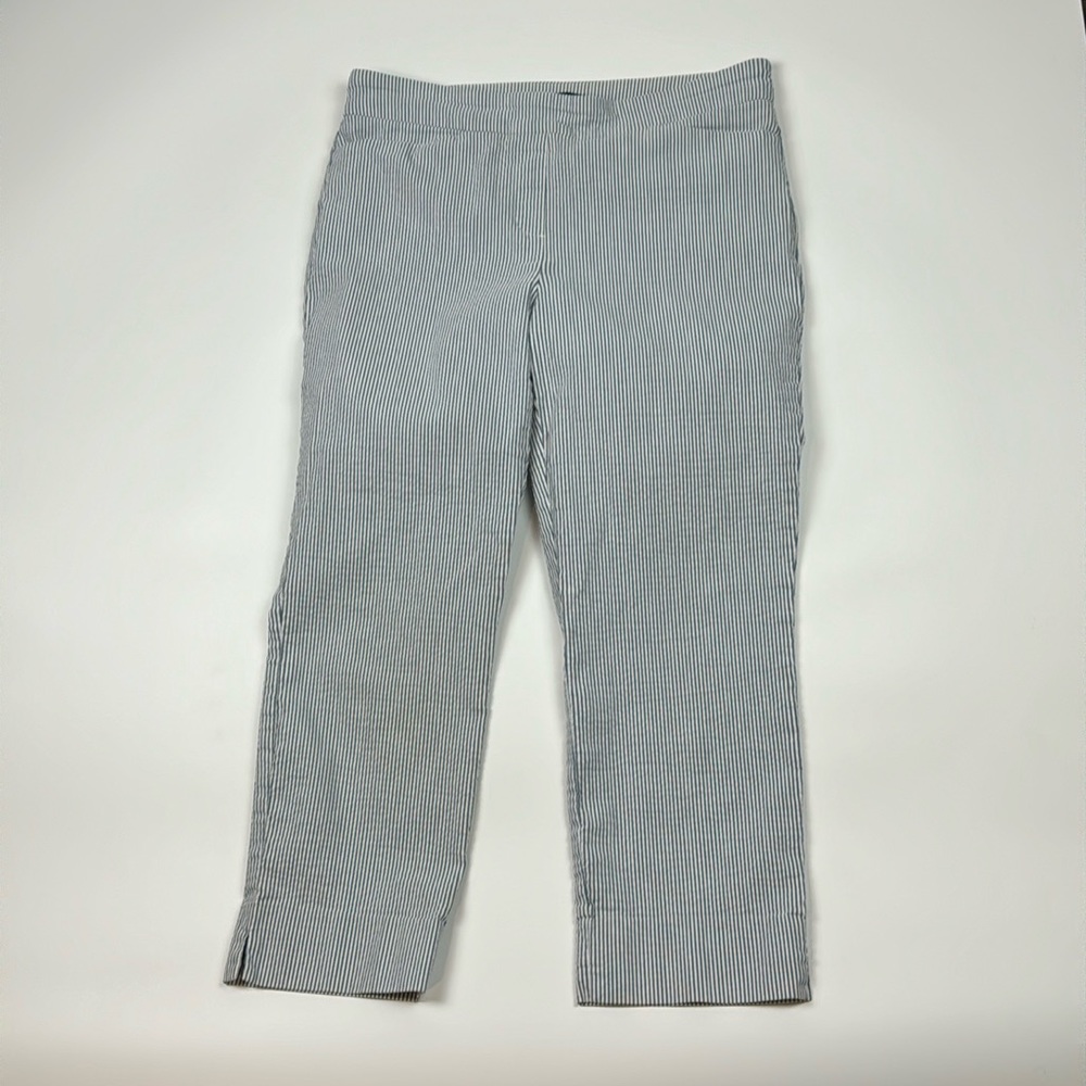 HILARY RADLEY™️ Women's Size L Blue/White Striped  Pull-on Ankle Pants